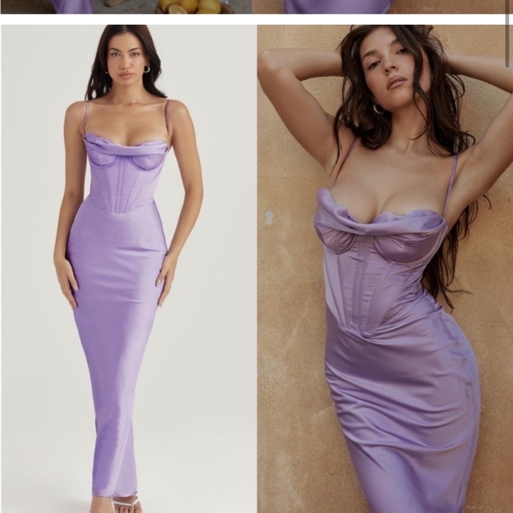 HOUSE OF CB Elegant Lavender Corset Dress
